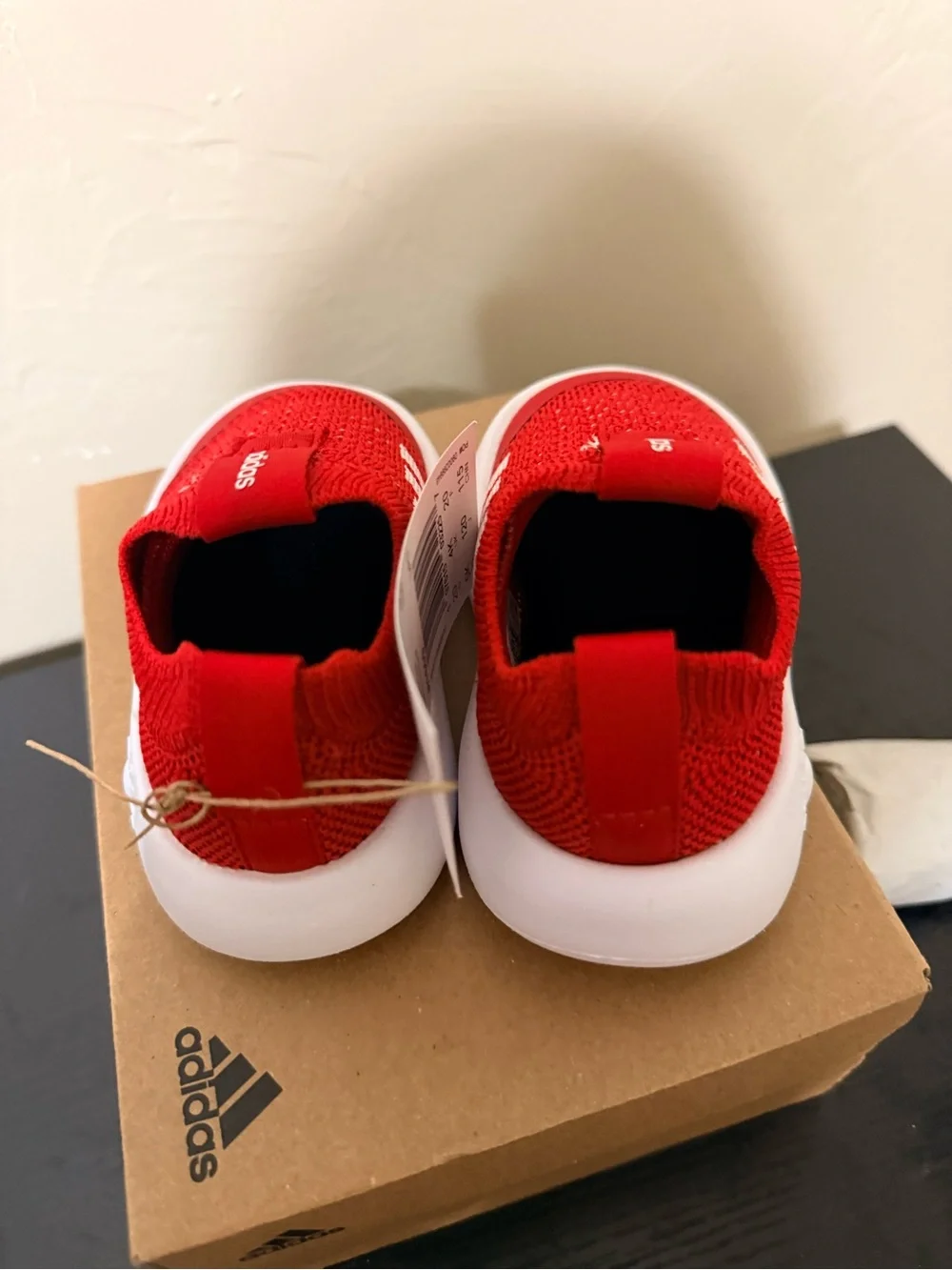 adidas Toddler BubbleComfy Red and White Slip-On Sneakers